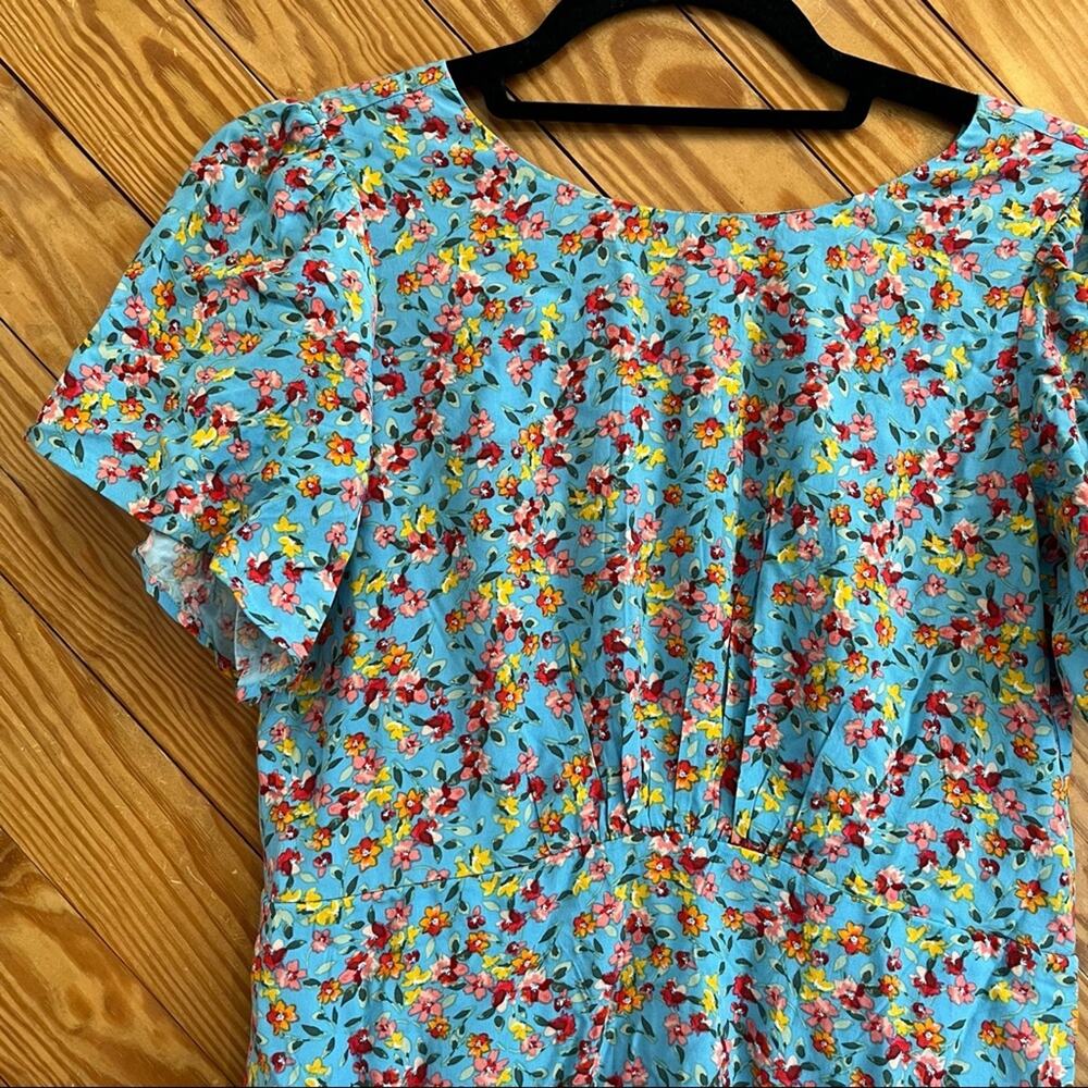 LOFT Ann Taylor Blue Floral Ruffle Dress - Picture 5 of 8